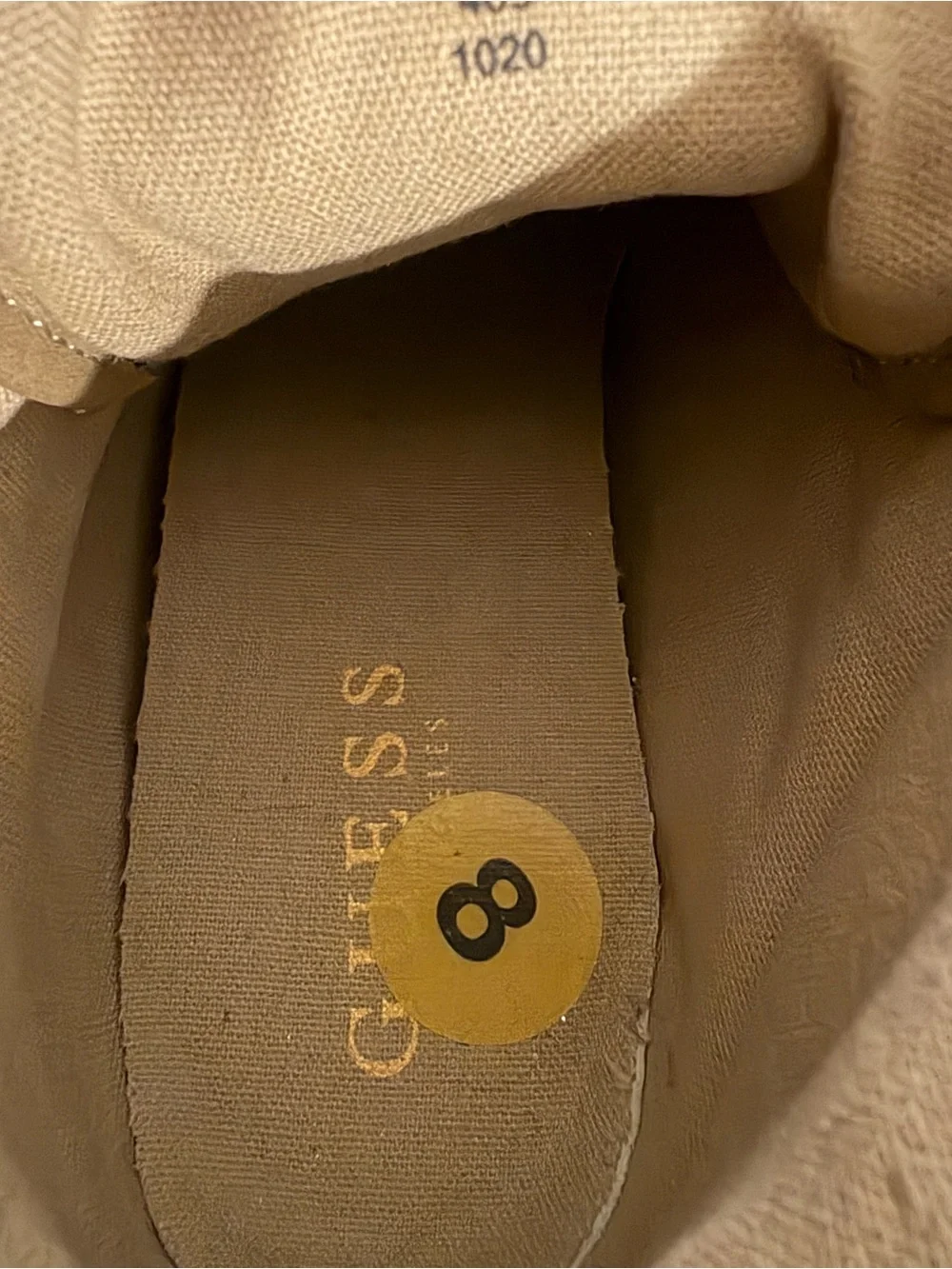 GUESS Women's Tan Logo High-Top Wedge Sneakers size 8